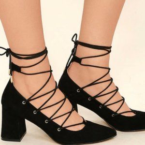 Chinese Laundry Lace Up Suede Block Pump 8 NEW